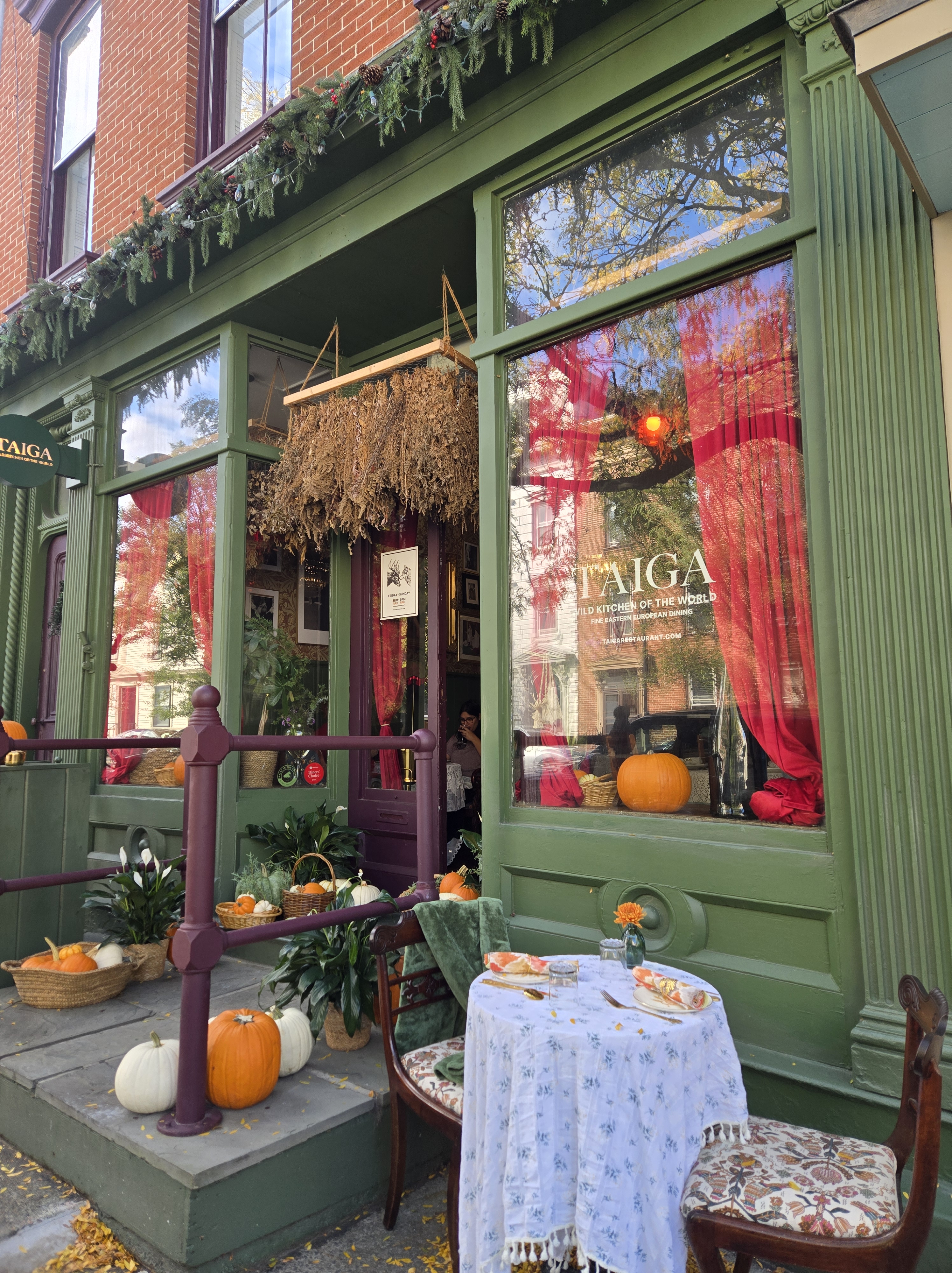 Taiga Restaurant Hudson NY with cozy outdoor seating for the fall